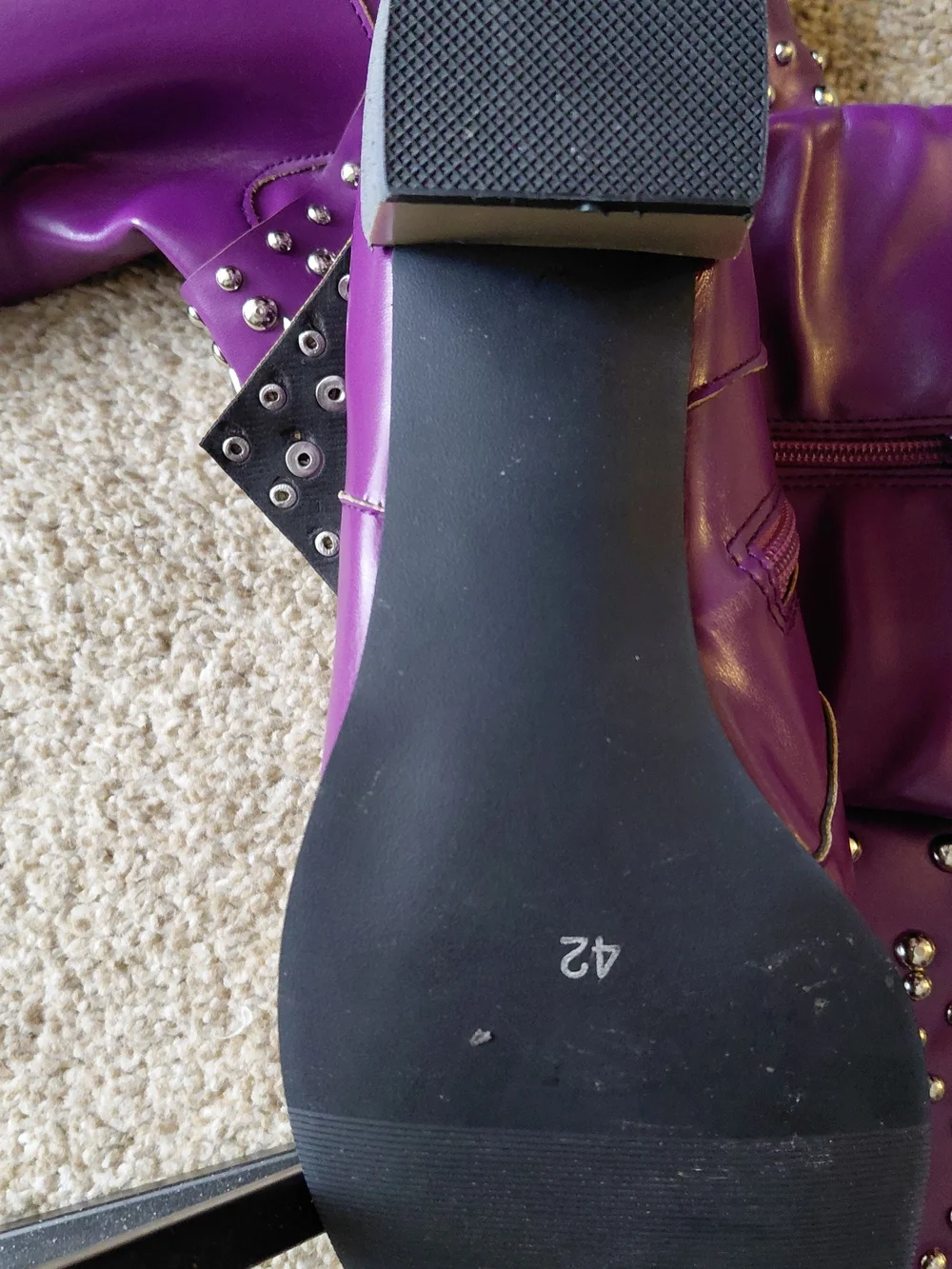 Women's Over-the-Knee Purple Studded Boots